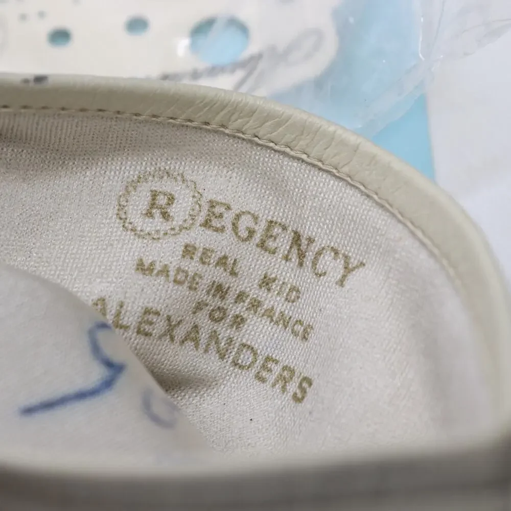 Vtg Regency for Alexanders Kid Leather Gloves Women 6.25 Cream Ivory Silk Lined